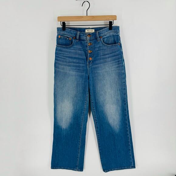 Madewell Slim Wide Leg Crop Jeans Size 29 Classic Button Fly Closet Staple - Picture 8 of 8